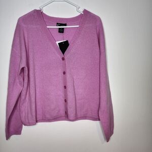 C By Bloomingdale's Womens Cashmier V-Neck Cardigan In Pink Size M